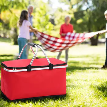 Сгъваема кошница за пазаруване, чанта-хладилник за къмпинг, 2-8 души, обяд, напитки, поддържане на топлина, плажна училищна чанта за пикник чанта за къмпинг, за съхранение на