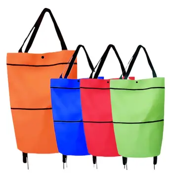 Сгъваема чанта за пазаруване с колесната заложна телескопична чанта за носене чанта за пазаруване в супермаркета кошница за пазаруване в магазини за хранителни стоки