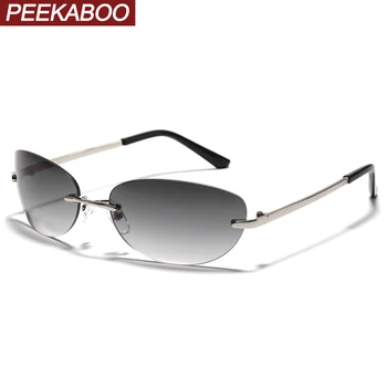 Слънчеви очила Peekaboo без рамки за мъже в овална рамка, мъжки слънчеви очила 