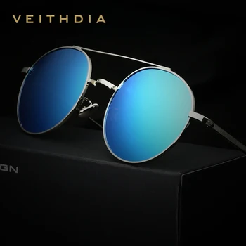 Слънчеви Очила VEITHDIA Маркови Дизайнерски Модни Vintage Слънчеви Очила С Поляризирана Огледално Покритие Кръгли Мъжки слънчеви Очила За Мъже/Жени 3617