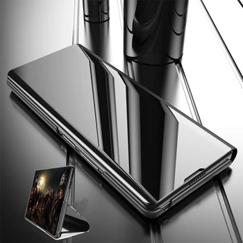 смарт-огледалото флип телефон под формата на миди за Samsung Galaxy z 3 пъти fold3 5 г кожен калъф прозрачен време на стойката делото