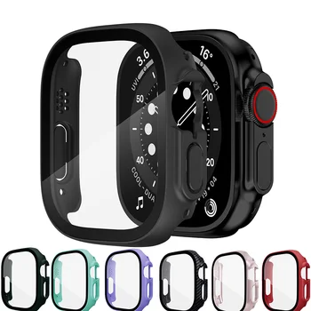 Стъкло + калъф За Apple Watch серия Ultra 49 мм на 49 мм smartwatch PC Защитно Фолио За Екрана Броня Закалени Аксесоари iwatch Ultra cover