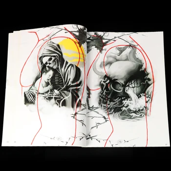 Татуировка Книгата Аксесоари Скица на Черепа, Цвят Статуя на Буда Пекинската Опера Портрет на Шаран Красотата Аксесоари За Татуировки, Боди-арт 110 Страници