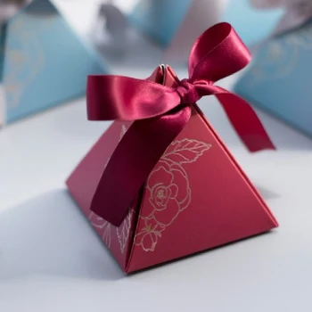 Триъгълен Пирамидални Кутия шоколадови Бонбони, Кутии за Сватбени Подаръци и Подаръци, чанти за бонбони за Душата на Детето, Гости, Сватбена Украса, Вечерни Аксесоари