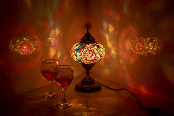 Турска мозайка настолна лампа носталгично изкуство декоративен подарък ръчна изработка лампа светлина мозайка стъкло романтична спалня стая лампа мозайка лампа