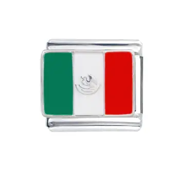 Търговия на едро с Композитни бижута от Неръждаема Стомана, 9 мм националния флаг на страната Мексико Италиански чар връзка гривна fit Zoppini