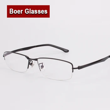 Ультралегкие Титанов Очила С Половин Рамки, Очила Оптични Рамки, Лещи за Късогледство Рецепта, Мъжки 8806