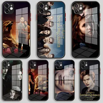 Черен Силикон Стъкло Калъф За iPhone 13 12 11 Pro XS Max X XR 8 7 6 Plus SE 2020 S Mini Cover The Twilight Saga