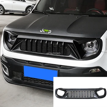 Черна Решетка В Стил Angry Bird За Jeep Renegade 2015-2018 -2020 Обновяване на входящия Въздух Стайлинг ABS Решетка Протектор Предна Броня