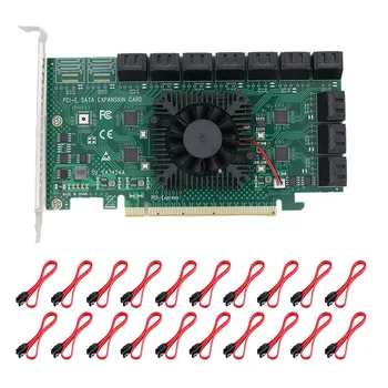 Чиа Майнинг Играчи на 20 Порта SATA PCI-E Адаптер, PCIE SATA PCI Express X16 Контролер карти SATA PCIE за SATA3 6gb/с Допълнителните Карти
