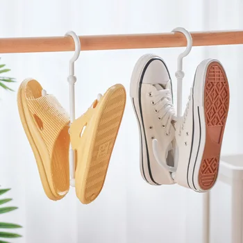 Япония Обувки Висящи Рафтове За Сушене на Обувки, Закачалка Въртящи се Двойни Куки Рафт за Обувки Шкаф за Обувки-Органайзер За Съхранение на Обувки Кука