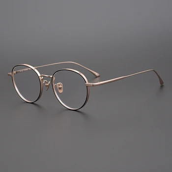 Японски Кръгли Оптични Очила Ръчно изработени От Чист Титан, Рамки За Очила, Мъжки слънчеви Очила По Рецепта, Дамски Очила При Късогледство, GAFA GMS845