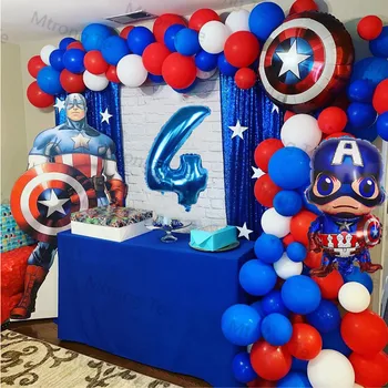 1 комплект Капитан Америка Герой Балон, Рожден Ден Украси Детски Душ Декор на Детска Парти Анимационни Герой Номер Балон Подарък